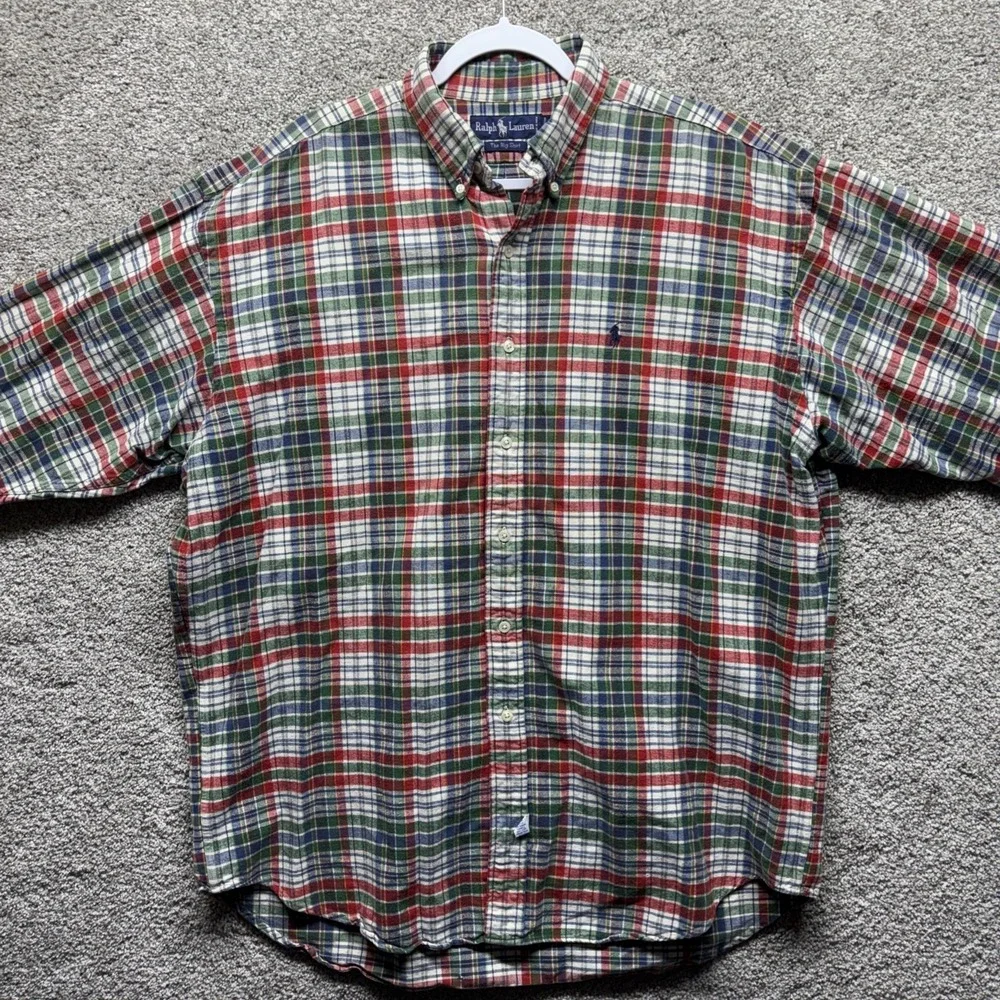 Vintage Y2K Polo Ralph Lauren The Big Shirt Mens Large Plaid Flannel Button Down